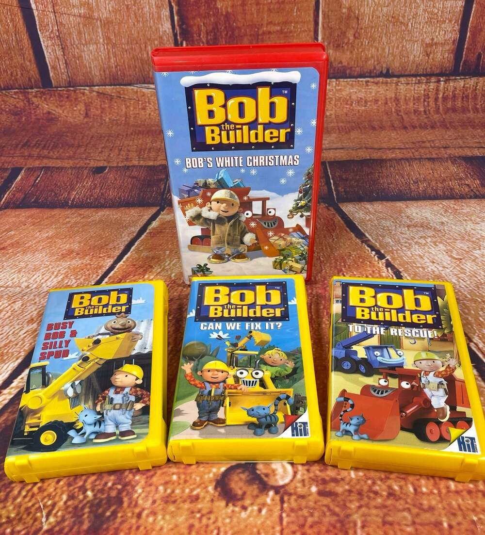 Lot of 4 Bob the Builder VHS Tapes: Bob's White Christmas, Busy Bob & Silly Spud